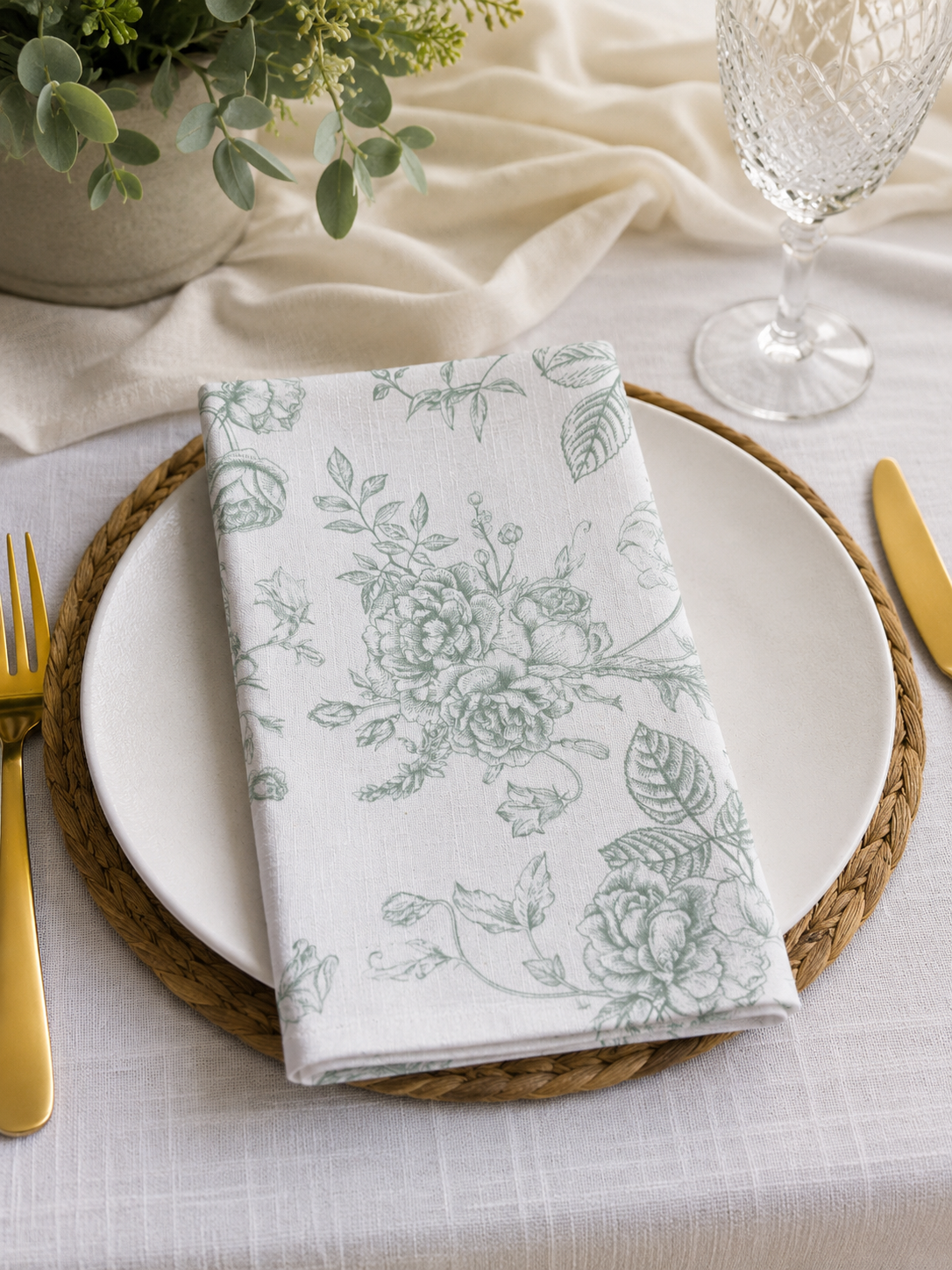 Santorini Floral Table Linen