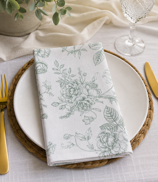 Santorini Floral Table Linen