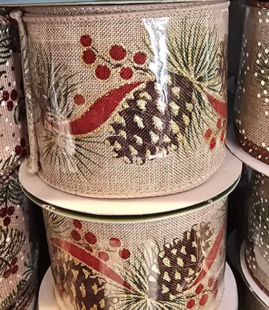 Natural & Cones Wired Ribbon