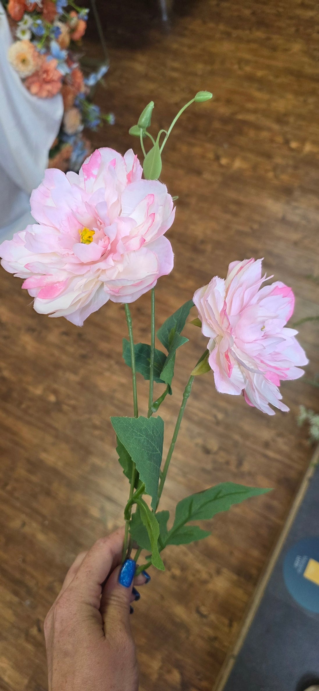 Peony spray - 2 tone Pale Pink