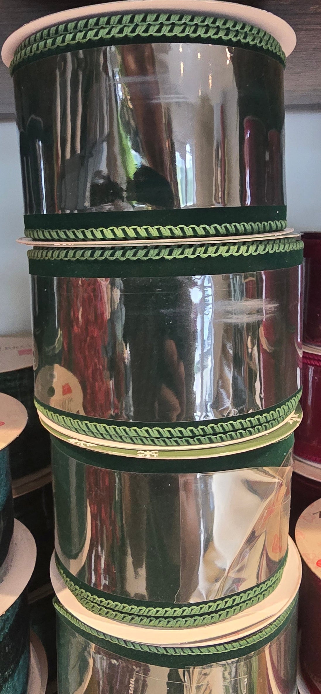 Green Wired Velvet Ribbon