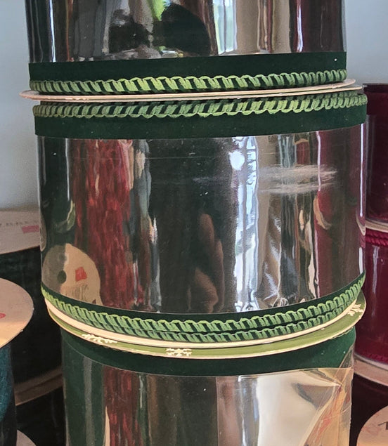 Green Wired Velvet Ribbon