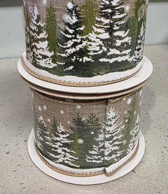 Natural Green Tree Wired Ribbon