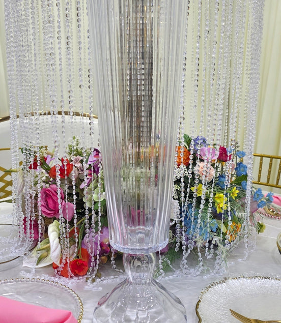 Ribbed Trumpet Pedestal Vase