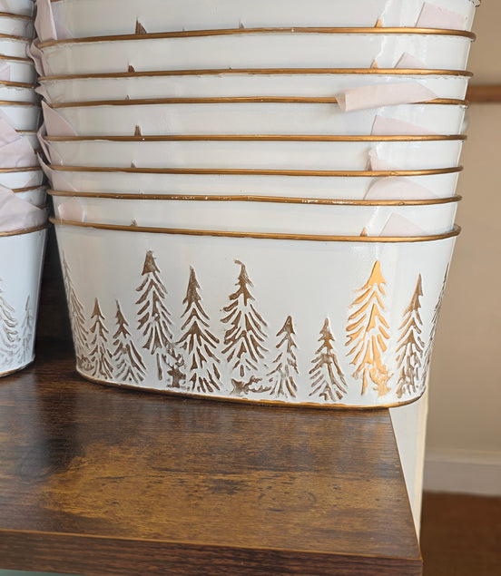 White Embossed large trough