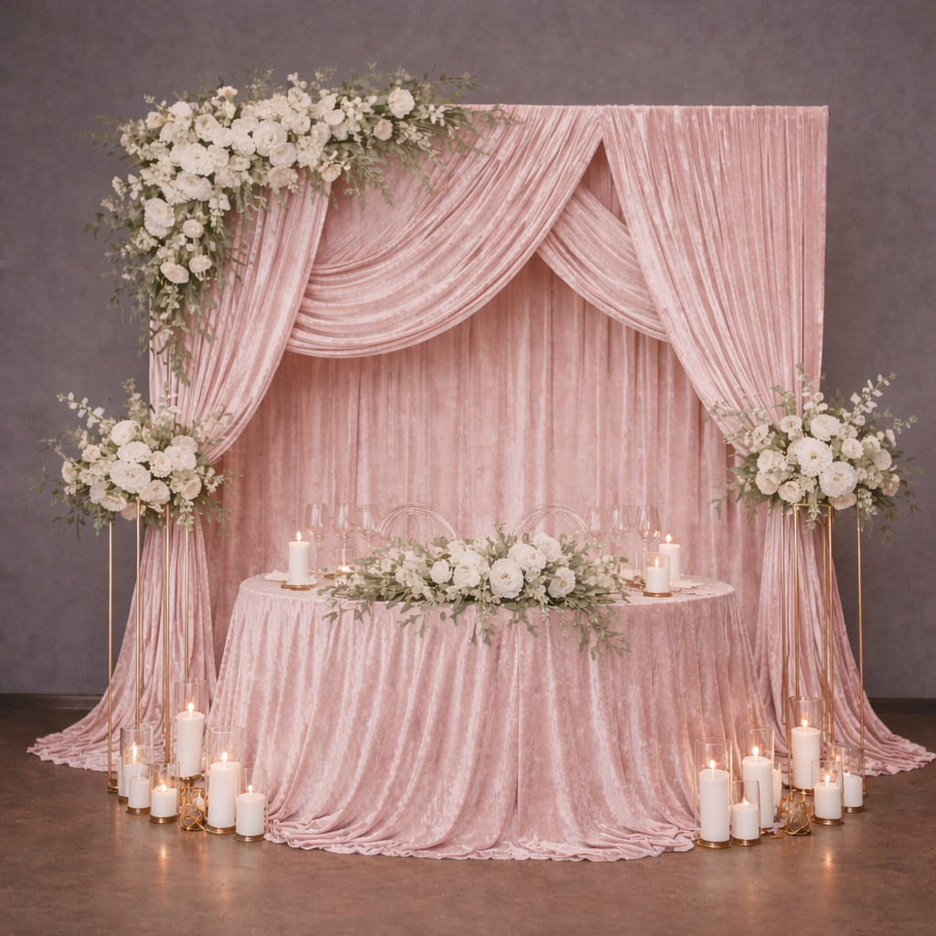 Crushed Velvet Backdrop Drapes