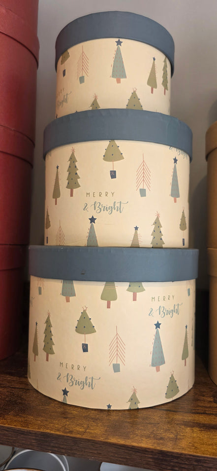 Pine Lined Hat Box Trio