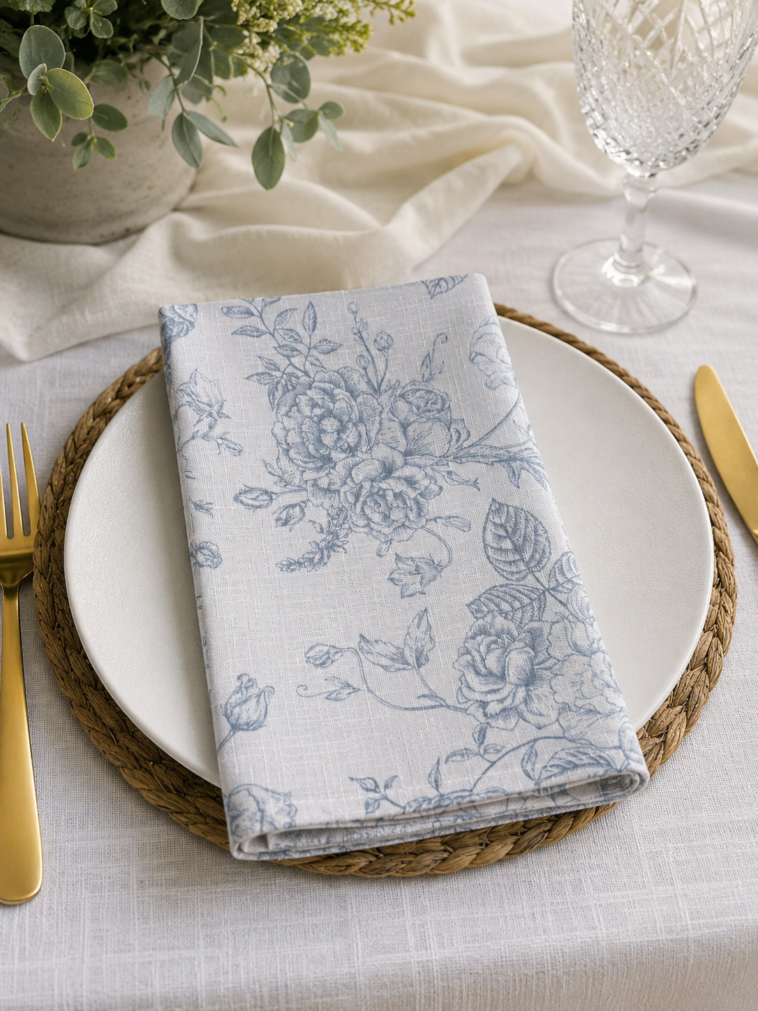 Santorini Floral Table Linen