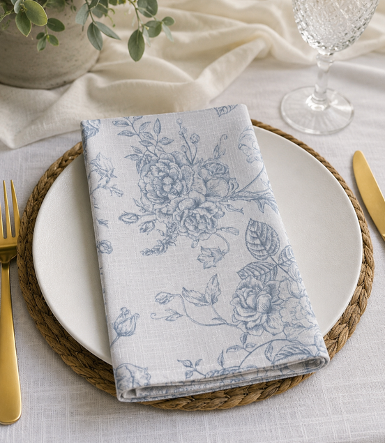 Santorini Floral Table Linen