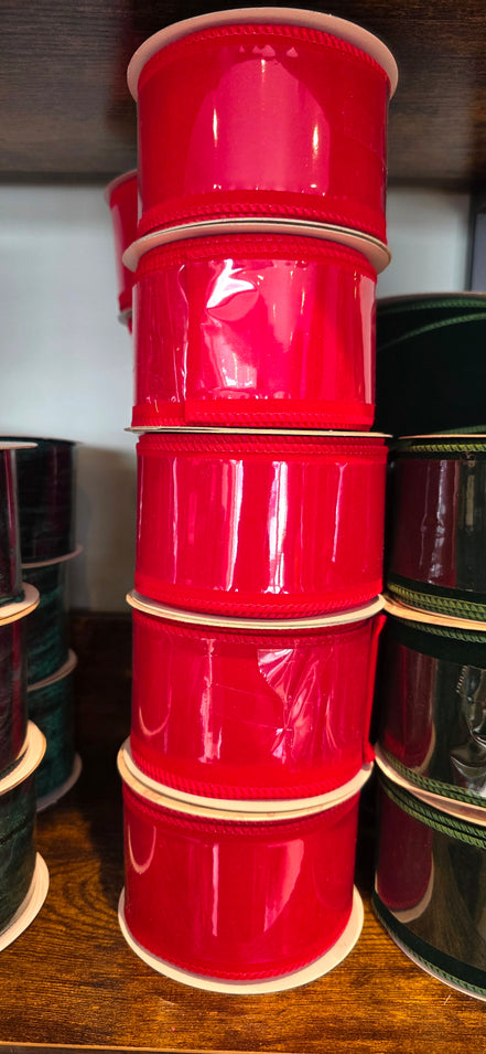 Red Wired Velvet Ribbon