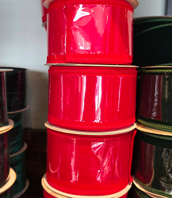 Red Wired Velvet Ribbon