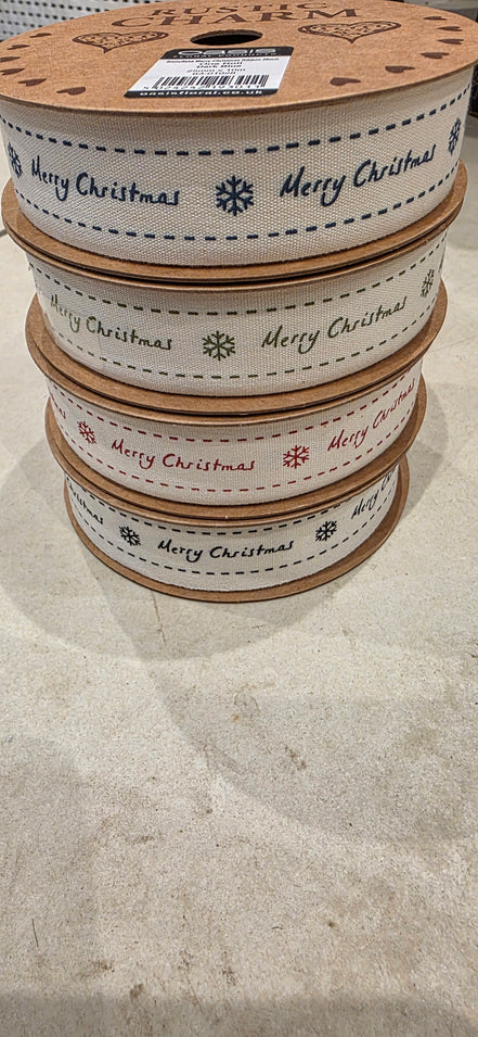 Merry Christmas Ribbon - Blue