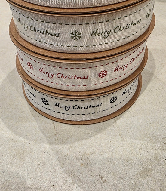 Merry Christmas Ribbon - Blue