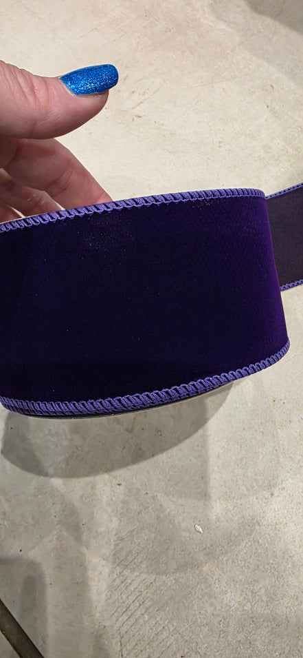 Purple Wired Velvet Ribbon