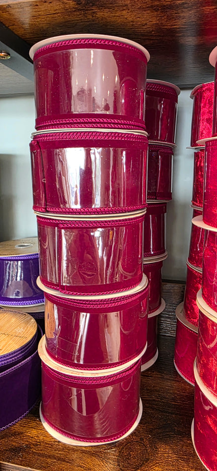 Burgundy Wired Velvet Ribbon