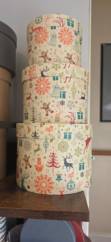 Deer Lined Hat Box Trio