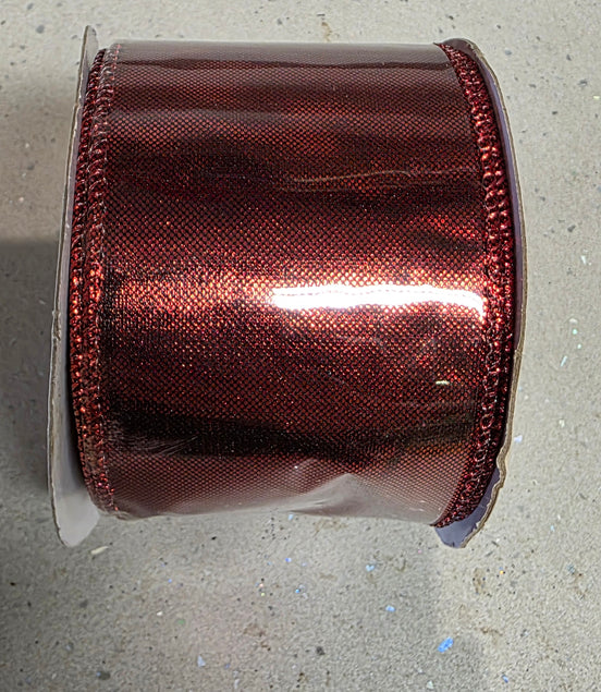 Burgundy Lame Wired Ribbon